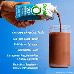 Orgain shake poured into a glass, showcasing ready-to-drink convenience for busy days