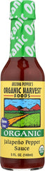 Organic Harvest Jalapeño Sauce bottle front adds bold flavor to everyday meals.