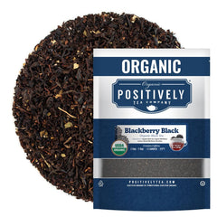 Organic Positively Blackberry Black Tea loose leaf in 16oz package, ideal for daily brewing