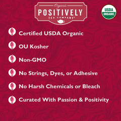 Brewed Organic Positively hibiscus tea in a cup ready to enjoy.