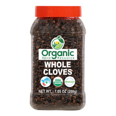 Organic Spice Resource Organic Whole Cloves bottle, fragrant aroma for sauces and stews.