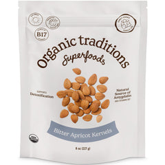 Organic Traditions apricot kernels sundried bottle, convenient vegan snack option