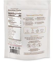 Organic Traditions sprouted chia-flax powder in bowl, ready to mix into smoothies.