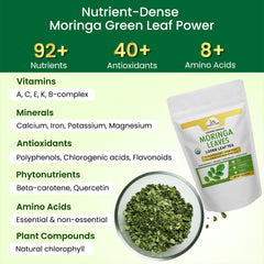 Organic Veda Moringa Tea nutritional label showing vitamins and minerals