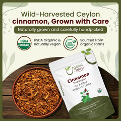 Organic Way cinnamon for tea infusion showing mild aroma and warmth.