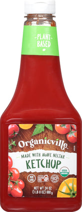 Organicville Organic Ketchup 24 oz bottle ready for family meals.