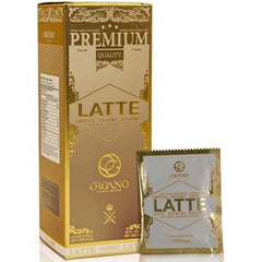 ORGANO Gourmet Cafe Latte sachets in individual packs for on-the-go freshness.