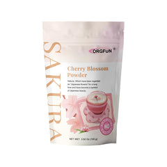 ORGFUN Sakura Powder poured into a latte for delicate cherry blossom flavor