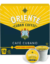 Oriente Sweetened Espresso pods pack showcasing Cuban-inspired flavor in a convenient box.