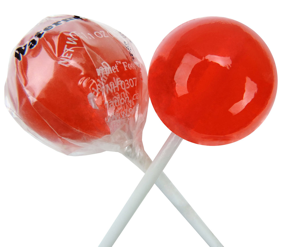 Original Gourmet Watermelon Lollipops 30-count pack with seedless sweetness for celebrations.