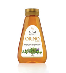 Orino Pure Mountain Honey squeeze bottle, smooth flavor, ideal for tea and fruit salads.