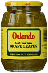 Orlando California grape leaves jar closeup, ideal for wrapping flavorful fillings.