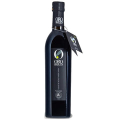 Oro Bailen Reserva Familiar Picual bottle showing bold green aromas for dipping.