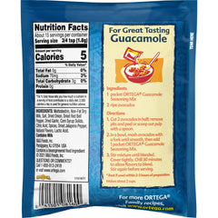 Ortega Guacamole Seasoning packets open ready to mix.