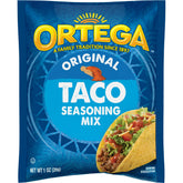 Ortega Taco Seasoning Pack 1oz 12ct on pantry shelf, ready for taco night.