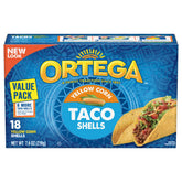 Ortega yellow corn taco shells ready to eat with a crisp bite