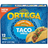 Ortega Yellow Corn Taco Shells box front ready for quick taco night.