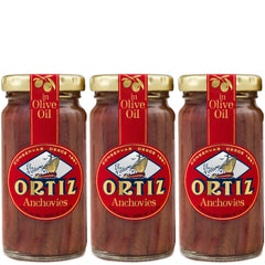 Ortiz anchovies in olive oil in a glass jar showing premium packaging and flavor.