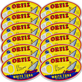 Ortiz white tuna in olive oil tender slices for quick meals.