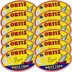 Ortiz white tuna in olive oil tender slices for quick meals.