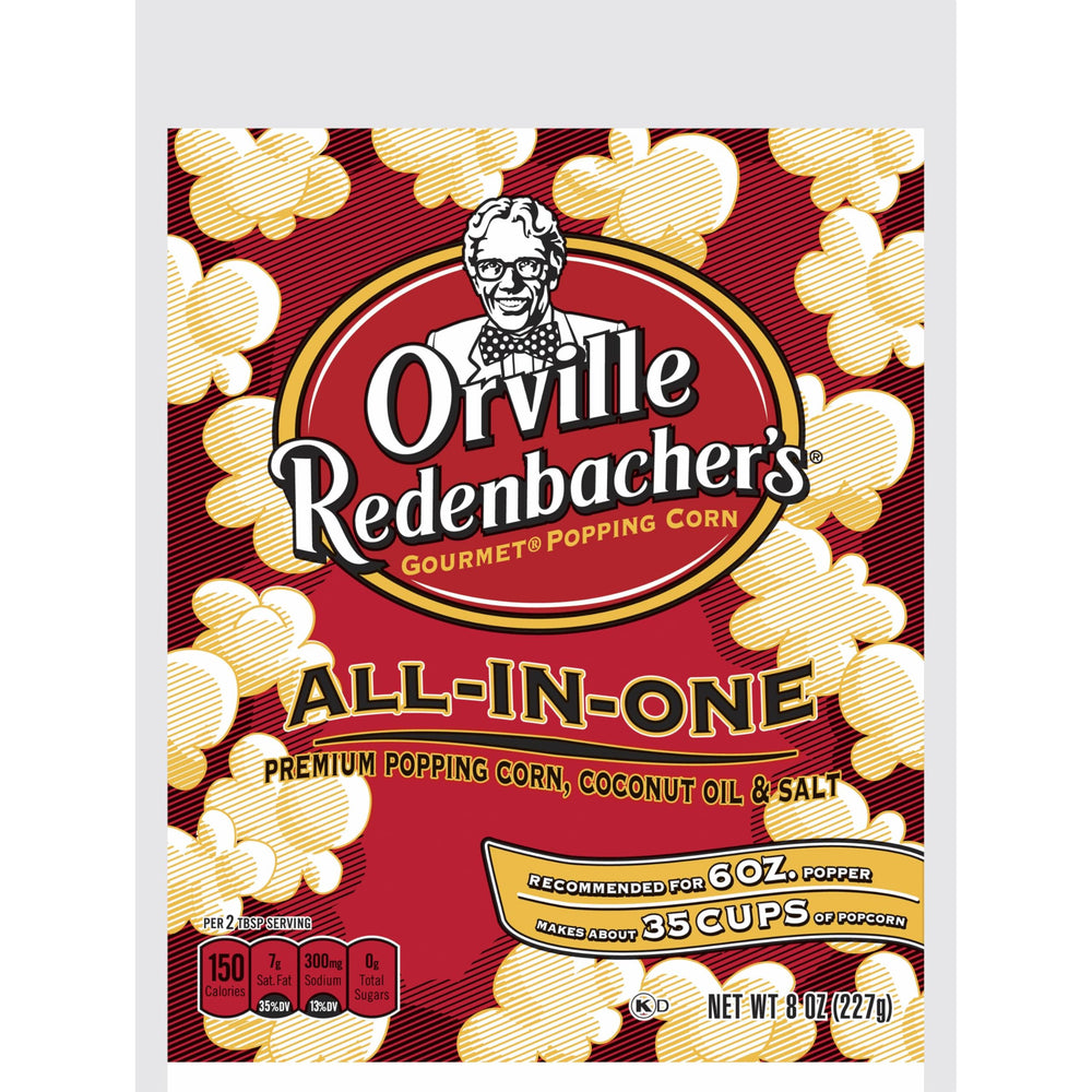 Orville Redenbacher's all-in-one popcorn kit with coconut oil packs for quick batch popping