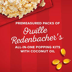 Coconut oil packet from Orville Redenbacher's kit for rich aroma during popping.