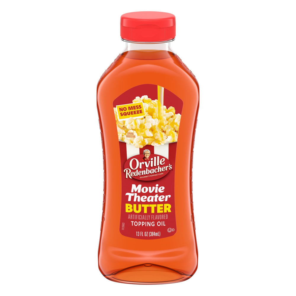 Orville Redenbacher's topping oil bottle pour for quick butter drizzle on popcorn