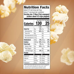 Closeup of Orville Redenbacher's Naturals Light popcorn bag shows real butter and sea salt.