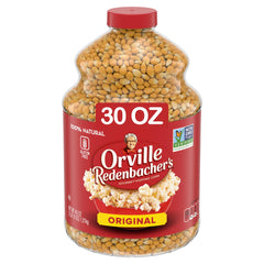 Orville Redenbacher's Original Gourmet Popcorn Kernels in a 30 oz jar ready to pop at home.