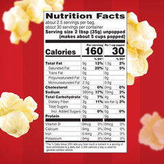 Orville Redenbacher's Ultimate Butter popcorn microwave bag, ready in minutes.