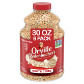 Orville Redenbacher's white popcorn kernels in six jars for easy, at-home movie snacking.