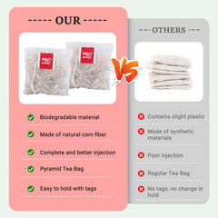 Oryvox marshmallow root tea bag steeping in cup with warm aroma