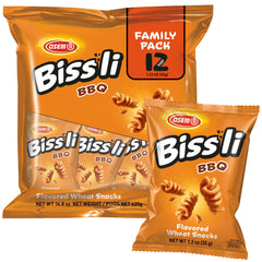 Osem Bissli Crunchy BBQ Wheat Snack packaging for on-the-go snacking and sharing at gatherings.