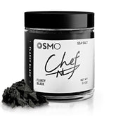 osmo jar front view showing premium black finishing salt and chef branding benefit presentation