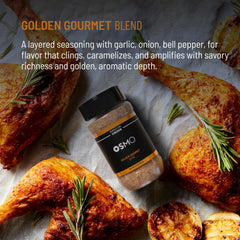 Osmo roasted garlic sea salt sprinkled on steak for savory boost