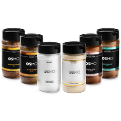 Osmo six-pack front arrangement showing all six jars and variety
