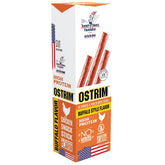 Ostrim Buffalo Wing Chicken Jerky Sticks in pack, high-protein snack for active days.