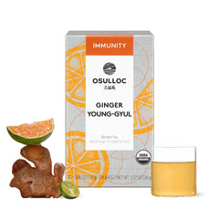 Osulloc Ginger Young-Gyul Tea tin front with warming citrus notes.