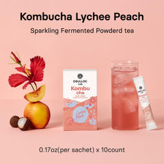 LycheePeach blend poured to reveal fizz and vibrant color, a refreshing option.
