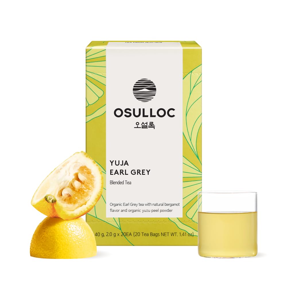 Osulloc Yuja Earl Grey tea bags in packaging, ideal for a quick morning ritual.