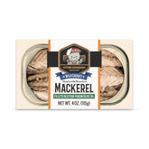 Otter Kingdom European mackerel fillets in EVOO, 4 oz portions neatly arranged.