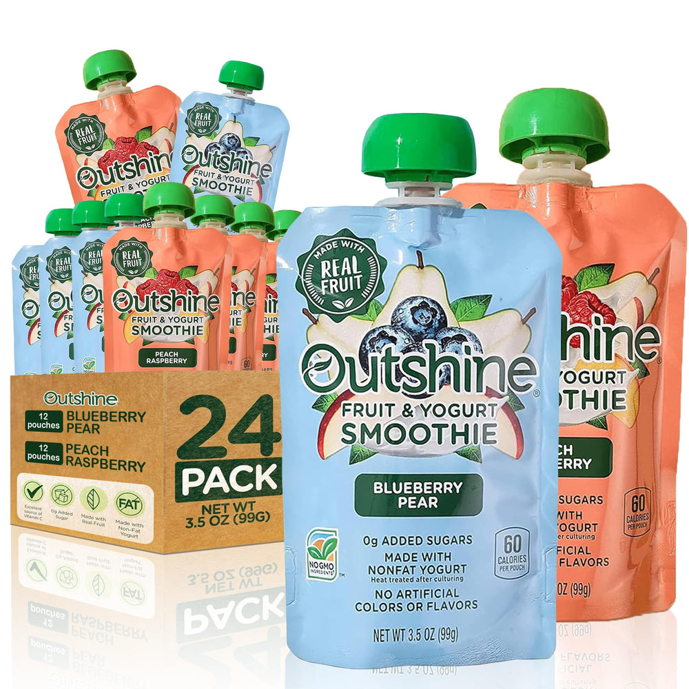 Outshine Fruit & Yogurt Smoothie pouch pack-shot highlights family-friendly snacking convenience.