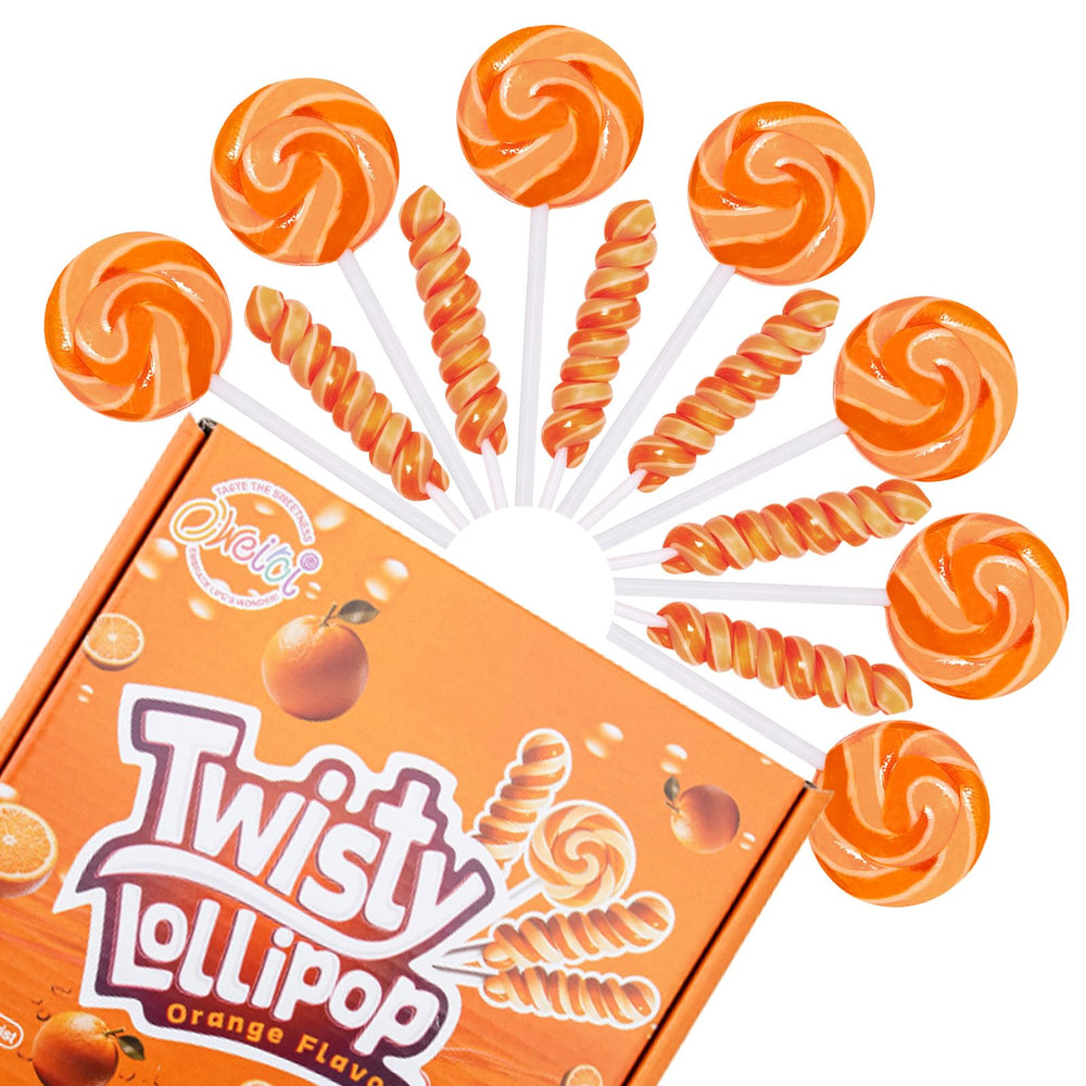 Oweiroi orange twist lollipop two shapes bulk ready for parties