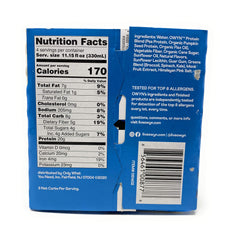 OWYN vanilla shake in glass demonstrates convenient, gluten-free protein for on-the-go lifestyles.