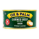 Ox & Palm corned beef onion pack-front highlights premium quality for quick meals.
