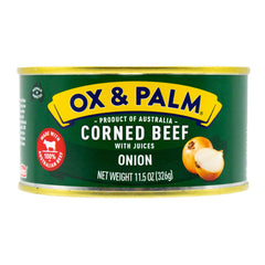 Ox & Palm corned beef onion pack-front highlights premium quality for quick meals.