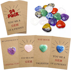 OYB Valentines cards with heart crystals 24-piece set for gifting