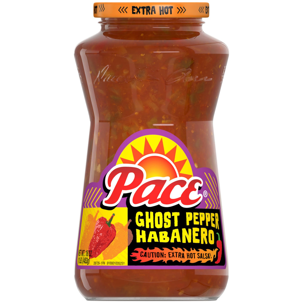 Pace Ghost Pepper Habanero Extra Hot Salsa jar highlights bold peppers for intense flavor.