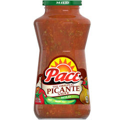 Pace Mild Picante Sauce jar front view ideal for dips and toppings.