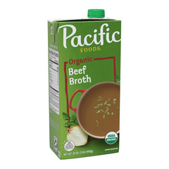 Pacific Foods Organic Beef Broth carton front for quick flavor base.
